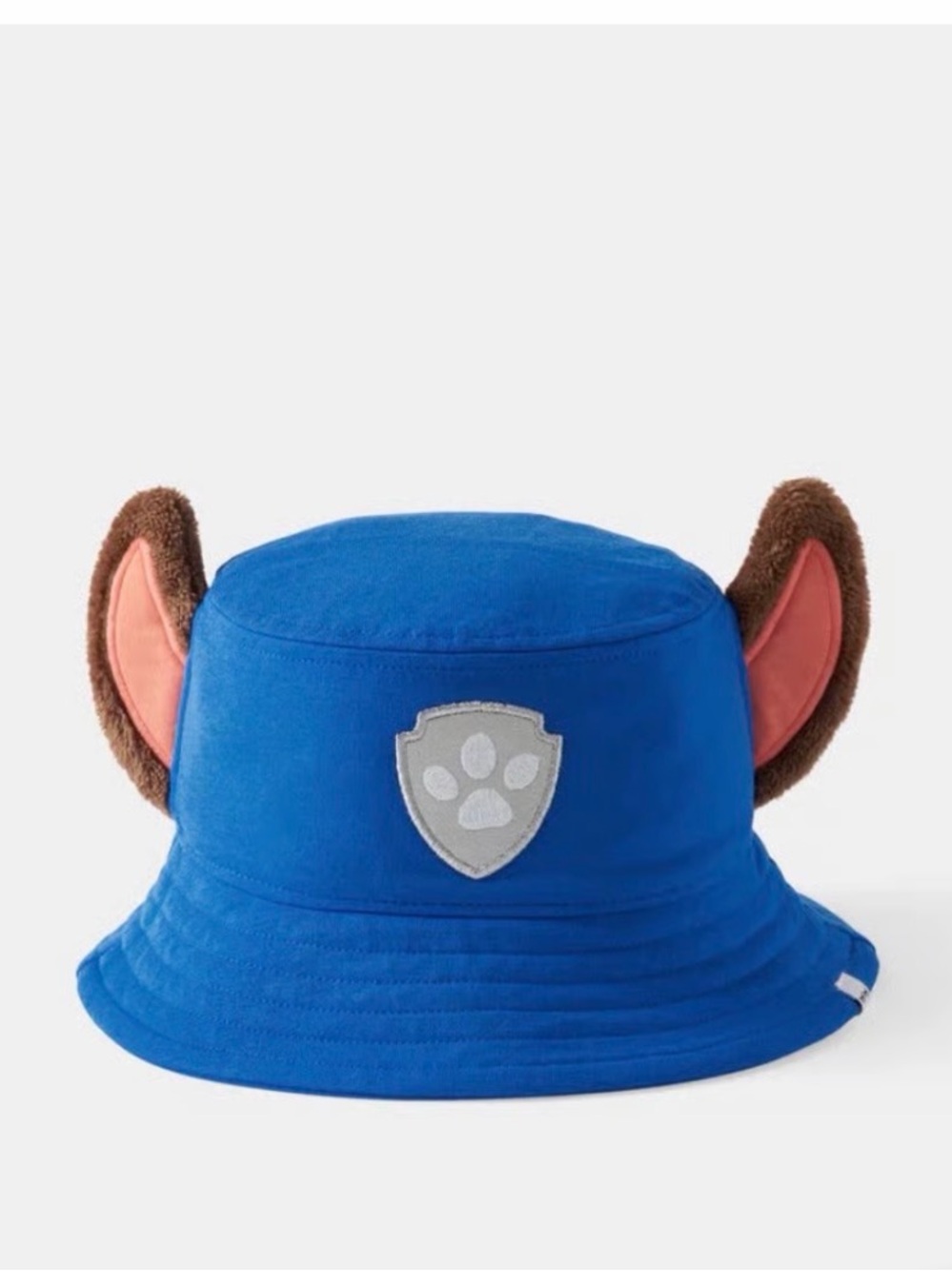 Little Sleepies Blue Bucket Hat with Brown Ears and Pink Ear Insets